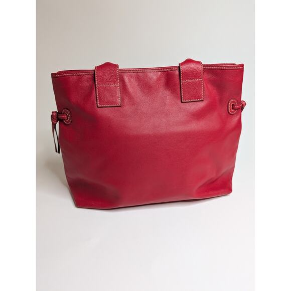 Dooney & Bourke Red Pebble Leather June Double Pocket Cinch Satchel Purse - Picture 6 of 14